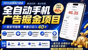 广告联盟全自动掘金，长期稳定，每天300+，无需技术，无需经验，长久可做【揭秘】-网赚36计