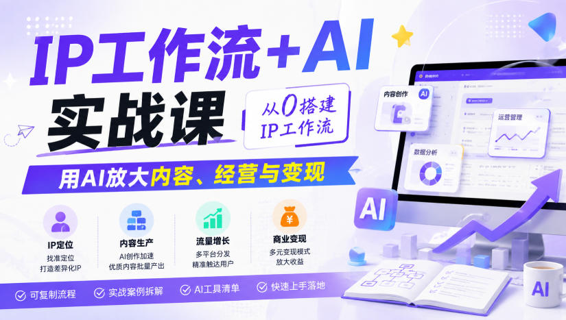 IP工作流+AI实战课，从0搭建IP工作流，用AI放大内容、经营与变现-网赚36计