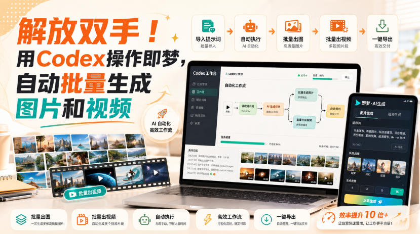 解放双手！用Codex操作即梦，自动批量生成图片和视频-网赚36计