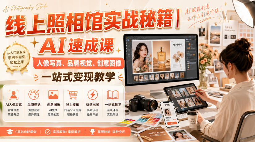 线上照相馆实战秘籍｜AI速成课，人像写真、品牌视觉、创意图像一站式变现教学-网赚36计