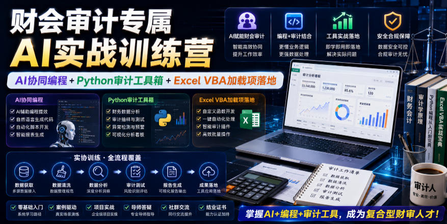 财会审计专属AI实战训练营｜AI协同编程+Python审计工具箱+Excel VBA加载项落地（更新0816）-网赚36计