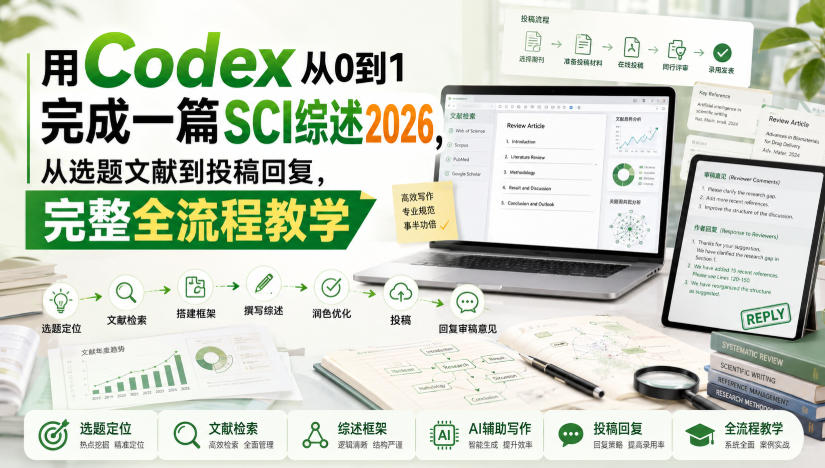用Codex从0到1完成一篇SCI综述2026，从选题文献到投稿回复，完整全流程教学-网赚36计