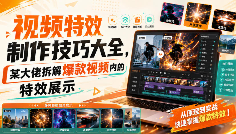 视频特效制作技巧大全，某大佬拆解爆款视频内的特效展示-网赚36计