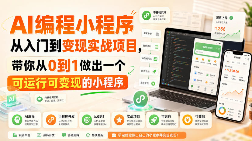 AI编程小程序从入门到变现实战项目,带你从0到1做出一个可运行可变现的小程序-网赚36计