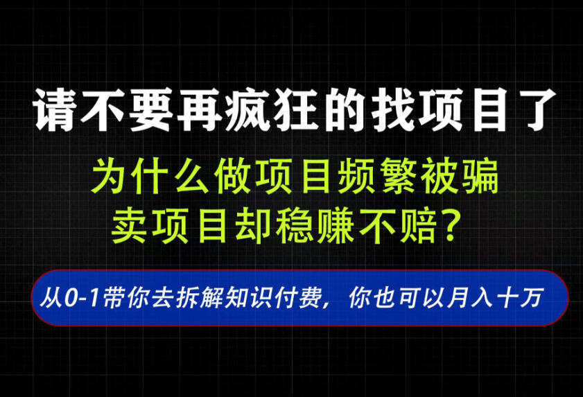 找项目?别傻了!卖项目才是真的一本万利!看完你全都懂了【揭秘】-网赚36计