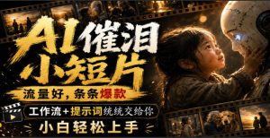 AI催泪小短片，流量好，条条爆款，工作流+提示词统统交给你，小白轻松上手-网赚36计