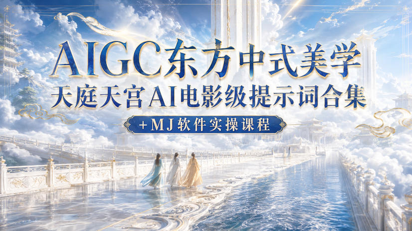 AIGC东方中式美学天庭天宫AI电影级提示词合集+MJ软件实操课程-网赚36计