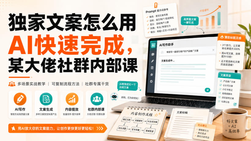 独家文案怎么用AI快速完成，某大佬社群内部课-网赚36计
