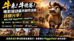 牛来！牛德赛！电影级动画片制作流程详细分享！电影工作室Higgsfield一站式创作平台，完整创作流程-网赚36计