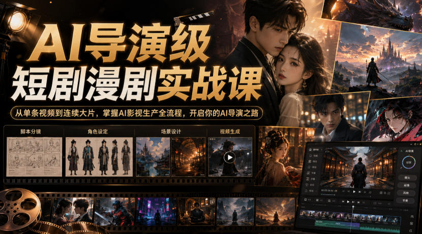 AI导演级短剧漫剧实战课，从单条视频到连续大片，掌握AI影视生产全流程，开启你的AI导演之路!-网赚36计