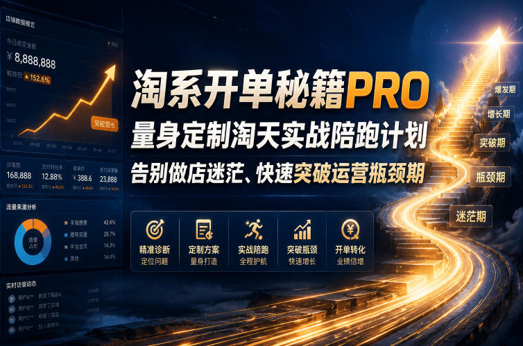 淘系开单秘籍PRO,量身定制淘天实战陪跑计划,告别做店迷茫、快速突破运营瓶颈期(更新260823)-网赚36计