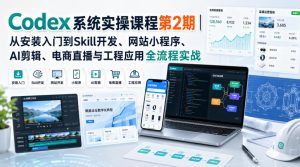 Codex系统实操课程第2期｜从安装入门到Skill开发、网站小程序、AI剪辑、电商直播与工程应用全流程实战-网赚36计