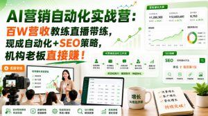 AI营销自动化实战营:百W营收教练直播带练,现成自动化+SEO策略,机构老板直接賺!【原创双语字幕】-网赚36计