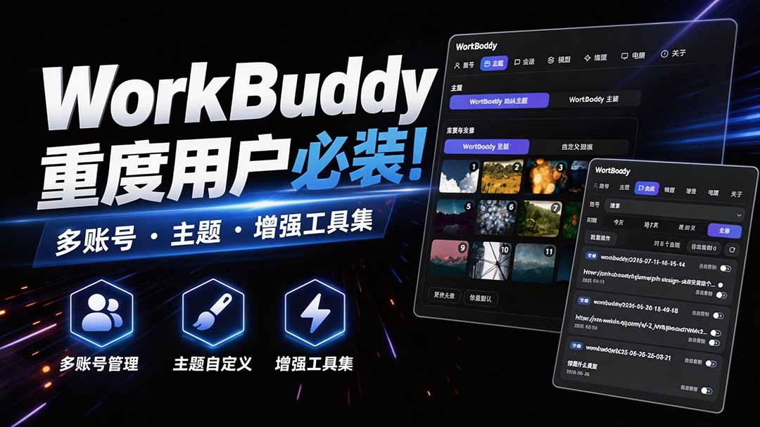 WorkBuddy重度用户必装！多账号·主题·增强工具集，零侵入、零重签名，WorkDaddy-网赚36计