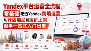 Yandex平台运营全流程，零基础吃透Yandex跨境运营，从开店选品到定价上架，新手一站式入门出单-网赚36计