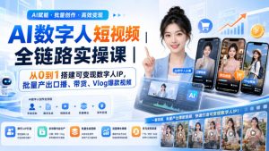 AI数字人短视频全链路实操课｜从0到1搭建可变现数字人IP，批量产出口播、带货、Vlog爆款视频-网赚36计