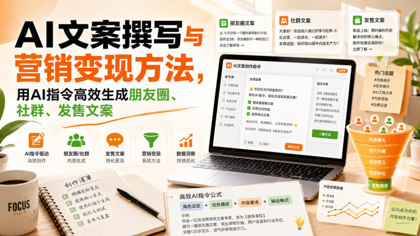 AI文案撰写与营销变现方法，用AI指令高效生成朋友圈、社群、发售文案-网赚36计