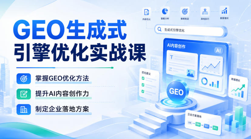 GEO生成式引擎优化实战课，掌握GEO优化方法，提升AI内容创作力，制定企业落地方案-网赚36计