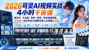 2026可灵AI视频实战4小时干货课｜提示词、文生图、角色一致性、专业运镜剪辑，零基础一站式学会AI漫剧与真人AI短剧全流程-网赚36计
