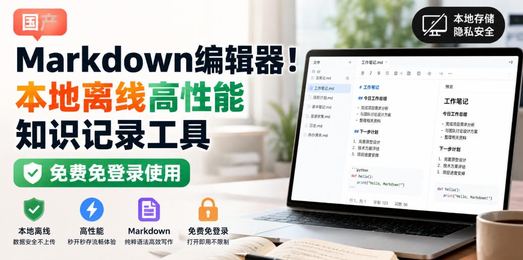 国产Markdown编辑器！本地离线高性能知识记录工具，免费免登录使用-网赚36计