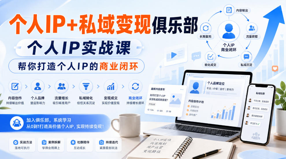 个人IP+私域变现俱乐部，个人IP实战课，帮你打造个人IP的商业闭环-网赚36计