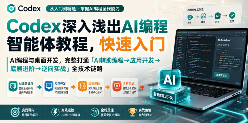 Codex深入浅出AI编程智能体教程，快速入门AI编程与桌面开发，打通「AI辅助编程→应用开发→底层进阶→逆向实战」全技术链路-网赚36计