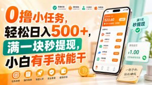 0撸小任务，轻松日入500+，满一块秒提现，小白有手就能干【揭秘】-网赚36计