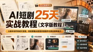 AI短剧25天实战教程（文字版教程），从脚本创作到成片变现，系统掌握AI影视内容制作与商业接单能力-网赚36计