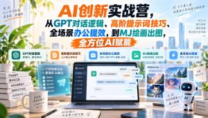 AI创新实战营，从GPT对话逻辑、高阶提示词技巧、全场景办公提效，到MJ绘画出图，全方位AI赋能-网赚36计