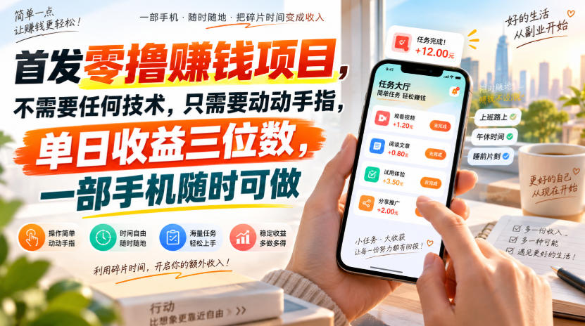 首发零撸賺钱项目，不需要任何技术，只需要动动手指，单日收益三位数，一部手机随时可做【揭秘】-网赚36计