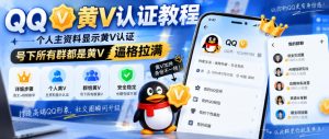 QQ黄V认证教程，个人主资料显示黄V认证，号下所有群都是黄V，逼格拉满-网赚36计