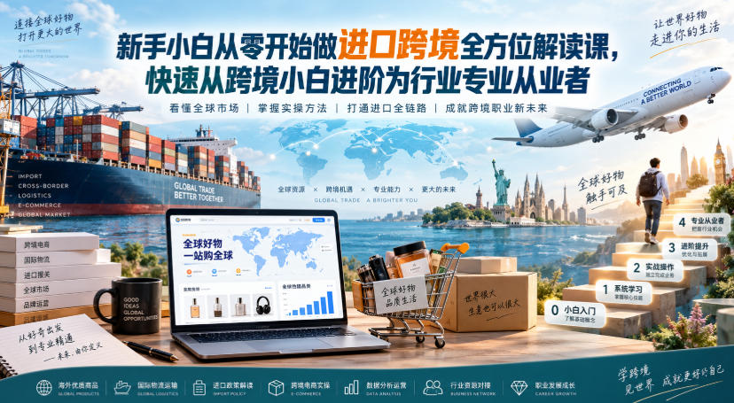 新手小白从零开始做进口跨境全方位解读课，快速从跨境小白进阶为行业专业从业者-网赚36计