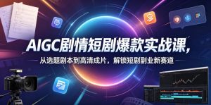 AIGC剧情短剧爆款实战课，从选题剧本到高清成片，解锁短剧副业新赛道（更新0906）-网赚36计