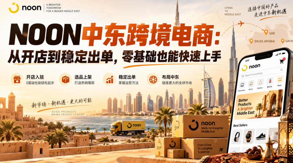 NOON中东跨境电商：从开店到稳定出单，零基础也能快速上手（更新2026）-网赚36计