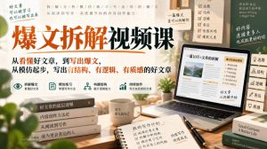 爆文拆解视频课，从看懂好文章，到写出爆文，从模仿起步，写出有结构、有逻辑、有质感的好文章-网赚36计