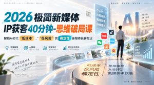 2026极简新媒体IP获客40分钟-思维破局课，解锁Ai时代“低成本”、“低风险”的确定性新媒体获客打法-网赚36计