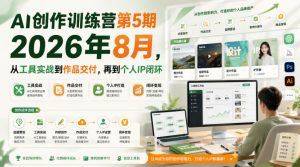 AI创作训练营第5期2026年8月，从工具实战到作品交付，再到个人IP闭环（更新0904）-网赚36计