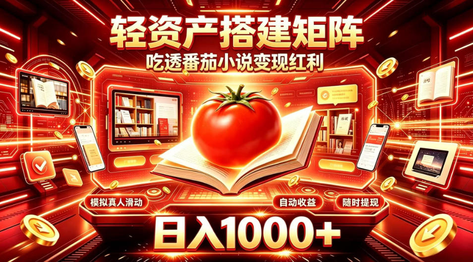 轻资产搭建矩阵，吃透番茄小说变现红利，日入1000+，支持无限矩阵放大【揭秘】-网赚36计