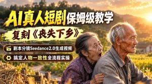 AI真人短剧保姆级教学，复刻《丧失下乡》，剧本分镜Seedance2.0生成视频，搞定人物一致性全流程实操-网赚36计