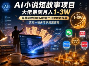 AI小说短故事项目,大佬亲测月入1-3W,零基础教你用AI批量产出优质短故事,实现一稿多吃多渠道变现(更新0910)-网赚36计