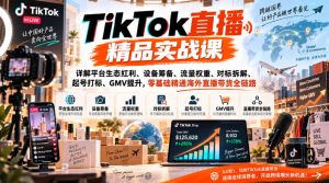 TikTok直播精品实战课，详解平台生态红利、设备筹备、流量权重、对标拆解、起号打标、GMV提升，零基础精通海外直播带货全链路-网赚36计