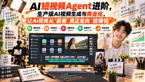 AI短视频Agent进阶，生产级AI视频生成与商业化，让AI视频从”能看”真正走向”能賺钱”-网赚36计