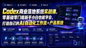Codex商业落地系统实战课，零基础零门槛新手小白也能学会，打造自己的AI自动化工作流+产品系统（更新）-网赚36计