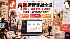 抖音运营实战全课｜新号起号+直播带货+全域变现，零基础打造可盈利抖音账号-网赚36计