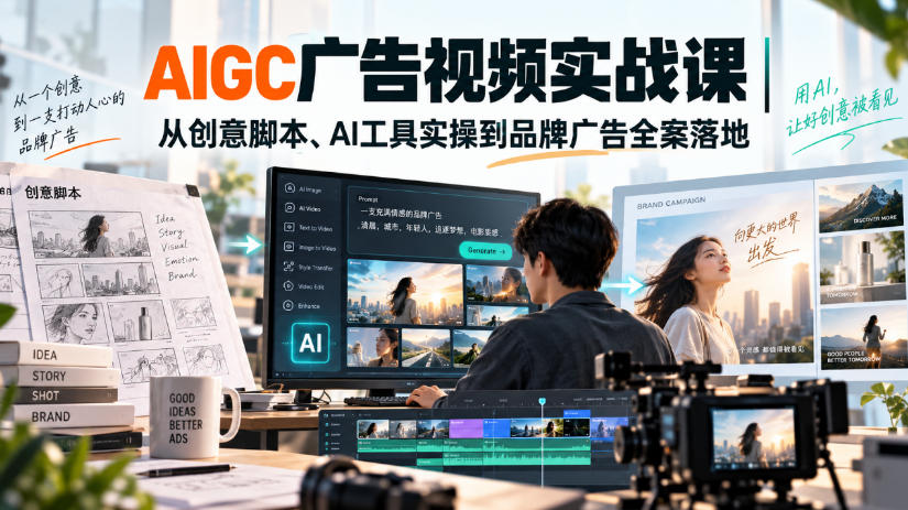 AIGC广告视频实战课｜从创意脚本、AI工具实操到品牌广告全案落地-网赚36计