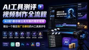 AI工具测评视频制作全流程，从0到1教你做出高完播的爆款视频，做出一个稳定接广告賺钱的AI工具测评号-网赚36计