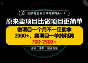一单利润700-2.5K+，为什么我们要卖项目而不是做项目，我们普通人应该怎样开始？【揭秘】-网赚36计