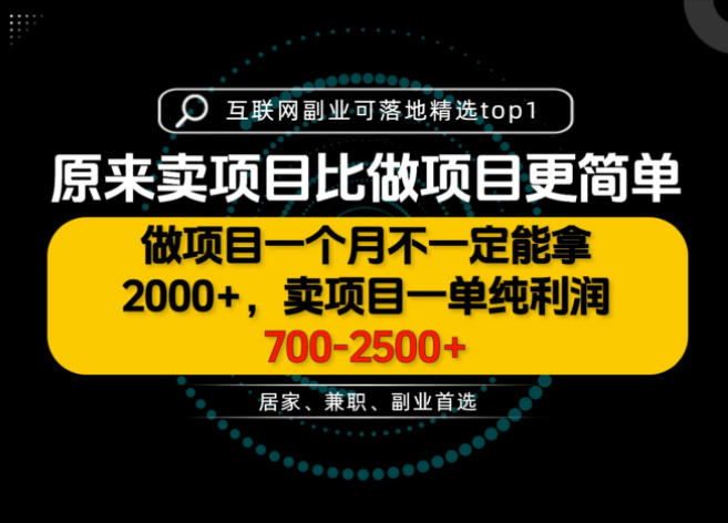一单利润700-2.5K+，为什么我们要卖项目而不是做项目，我们普通人应该怎样开始？【揭秘】-网赚36计