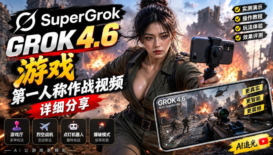 Grok 4.6也能做游戏？第一人称作战视频实测｜玩法详细讲解-网赚36计
