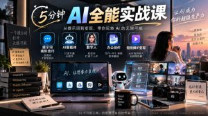 5分钟AI全能实战课｜提示词高阶技巧+AI智能体+数字人+办公创作+短视频IP变现全教程-网赚36计